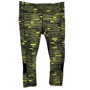 lululemon Crop leggings Pace Rival Sea Wheeze Striped Zip Pockets rare size 10